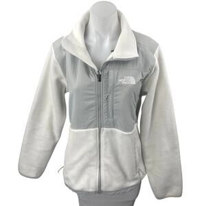 The North Face Denali Fleece Polartec White Gray Full Zip  Teddy Coat Jacket L